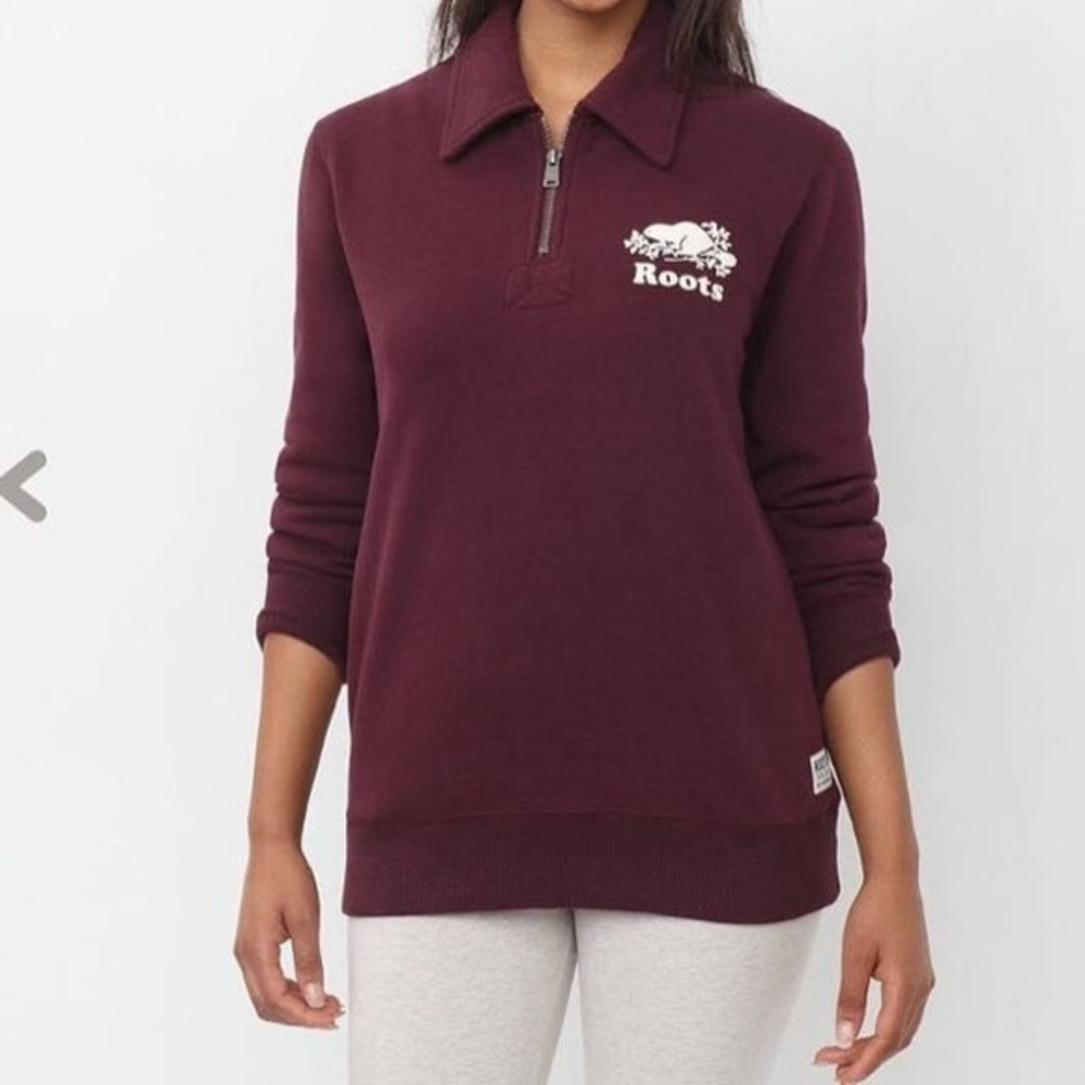 Roots Burgundy Quater-Zip